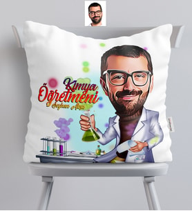BK Gift Kişiye Özel Bay Kimya Öğretmeni Karikatürlü  Yastık  2