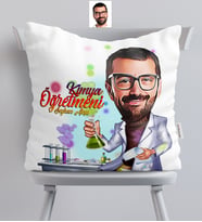 BK Gift Kişiye Özel Bay Kimya Öğretmeni Karikatürlü  Yastık  2