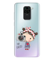 Foto Kız Tasarımlı Süper Şeffaf Silikon Telefon Kılıfı Xiomai Redmi Note 9