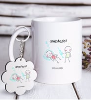 BK Gift Kişiye Özel Mesleki Anestezist Beyaz Kupa ve Anahtarlık Hediye Seti (Model 1)