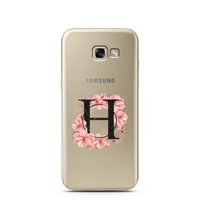 Pembe Çiçekli Harf Tasarım Süper Şeffaf Silikon Telefon Kılıfı Samsung A5 (2017)