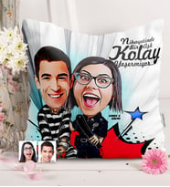 BK Gift Kişiye Özel Sevgililer Karikatürlü  Yastık  7