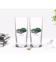 BK Gift Kişiye Özel Renkli Baskılı Retro Otomobil Tasarımlı İkili Rakı Bardağı Seti-3 (Beyaz)