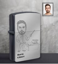 Kişiye Özel Öğretmen Karikatürlü Siyah Benzinli Çakmak Bay-4