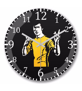 Bruce  Lee Duvar Saati Bombeli Gercek Cam