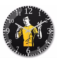 Bruce  Lee Duvar Saati Bombeli Gercek Cam