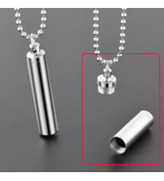 TS000252  - 9*35 mm İlaç Dua, Kül Saklama Kapsül  Paslanmaz Çelik H.Ürün Erkek Kolye 48 cm