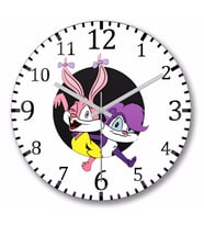 Babs Bunny And Fifi la Fume Duvar Saati Bombeli Gercek Cam