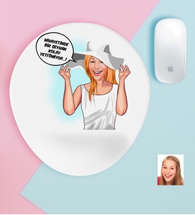 BK Gift Kişiye Özel Bayan Kolay Yetişmiyor Karikatürlü Bilek Destekli Mouse Pad-6 (Beyaz)