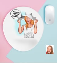 BK Gift Kişiye Özel Bayan Kolay Yetişmiyor Karikatürlü Bilek Destekli Mouse Pad-6 (Beyaz)