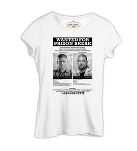 Prison Break - Wanted For Beyaz Kadın Tshirt