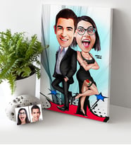 BK Gift Kişiye Özel Sevgililer Karikatür Kanvas Tablo 30x50cm  6