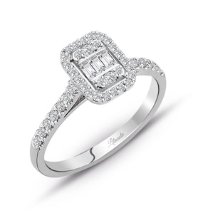 Modern Tasarım 0.32 Ct Baget Kare Tektaş Yüzük