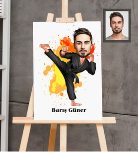 Kişiye Özel Sporcu Karikatürlü  Ahşap Tablo 30x47 Bay-5