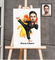 Kişiye Özel Sporcu Karikatürlü  Ahşap Tablo 30x47 Bay-5