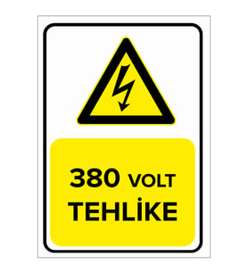MIGNATIS - 380 Volt Tehlike Levhası - Sac Malzeme 25x35cm