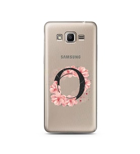 Pembe Çiçekli Harf Tasarım Süper Şeffaf Silikon Telefon Kılıfı Samsung J2 Prime 