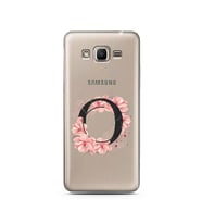 Pembe Çiçekli Harf Tasarım Süper Şeffaf Silikon Telefon Kılıfı Samsung J2 Prime 