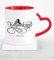 BK Gift Kişiye Özel Mesleki Kaymakam Kırmızı Kalpli Kupa Bardak  1