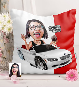 BK Gift Kişiye Özel Bayan Patron Karikatürlü  Yastık  2