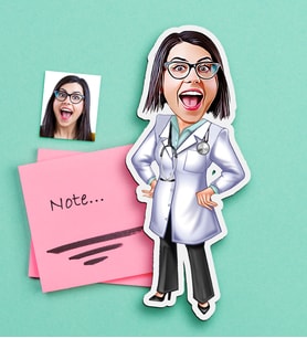 BK Gift Kişiye Özel Bayan Doktor Karikatürlü Ahşap Magnet-1 (Çok Renkli)