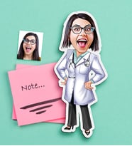 BK Gift Kişiye Özel Bayan Doktor Karikatürlü Ahşap Magnet-1 (Çok Renkli)