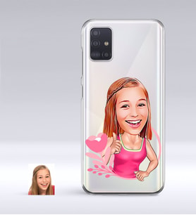 BK Gift Kişiye Özel Bayan Karikatürlü Samsung Galaxy A51 İnce Şeffaf Silikon Telefon Kapağı-49 (Beyaz)