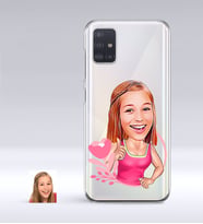 BK Gift Kişiye Özel Bayan Karikatürlü Samsung Galaxy A51 İnce Şeffaf Silikon Telefon Kapağı-49 (Beyaz)