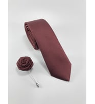 PİERRONİ DÜZ ARMÜR DESEN YAKA İĞNELİ SET KRAVAT BORDO