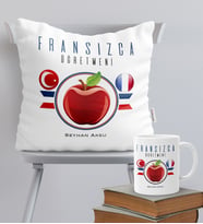 BK Gift Kişiye Özel Fransızca Öğretmeni Temalı Yastık Kupa Seti - 1