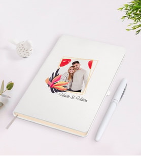 BK Gift Kişiye Özel Sevgililer Günü Temalı İsimli Fotoğraflı Beyaz Defter Kalem Seti-27