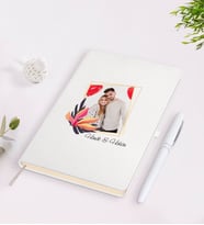 BK Gift Kişiye Özel Sevgililer Günü Temalı İsimli Fotoğraflı Beyaz Defter Kalem Seti-27