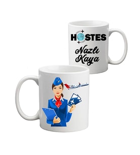 Hostese Hediye İsim Baskılı Kişiye Özel Kupa Bardak