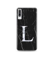 Samsung A70 Siyah Mermer Harf Tasarımlı Telefon Kılıfı L-Harfi 