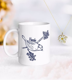 BK Gift Kişiye Özel Sevgililer Günü Kupa ve Çift İsimli Papatya Kolye-83 (Model 1)