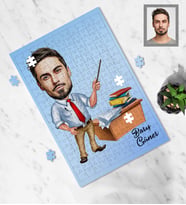 Kişiye Özel Öğretmen Karikatürlü A4 99 Parça Puzzle Bay-4
