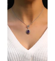 Ametist Taşlı 925 Ayar Telkari Gümüş Kolye