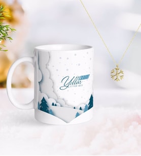 BK Gift Kişiye Özel Yılbaşı Mutlu Yıllar Kupa ve Kar Tanesi Kolye-26 (Model 1)
