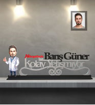 Kişiye Özel Doktor Karikatürlü Kolay Yetişmiyor Ahşap Biblo Bay-7