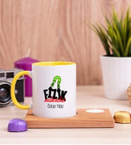 Fizik Mühendisi Ahşap Altlıklı Mumlu Sarı Kupa Bardak