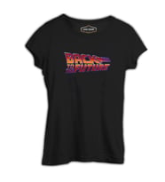 Back to the Future - Logo Siyah Kadın Tshirt