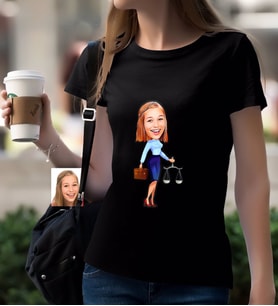 BK Gift Kişiye Özel Bayan Avukat Karikatürlü Siyah T-Shirt-3
