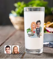BK Gift Kişiye Özel Evleniyoruz Karikatürlü Rakı Bardağı-1 (Beyaz)