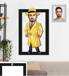 Kişiye Özel Müfettiş Karikatürlü 3D Ahşap Tablo 30x47 Bay-2