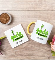 Gıda Teknikeri Sarı Kupa Bardak Ve Bardak Altlığı Seti