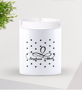 BK Gift Kişiye Özel İsimli Seramik Kül Tablası-4 (Beyaz)