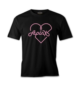 Apink - Logo Kalp Siyah Erkek Tshirt