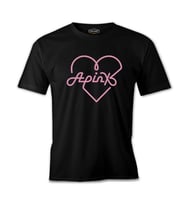 Apink - Logo Kalp Siyah Erkek Tshirt