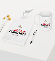 BK Gift Kişiye Özel Biyoloji Öğretmeni Temalı Beyaz Defter Kalem Kupa Seti - 1