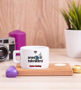 Anestezi Teknikeri Ahşap Altlıklı Mumlu Fincan